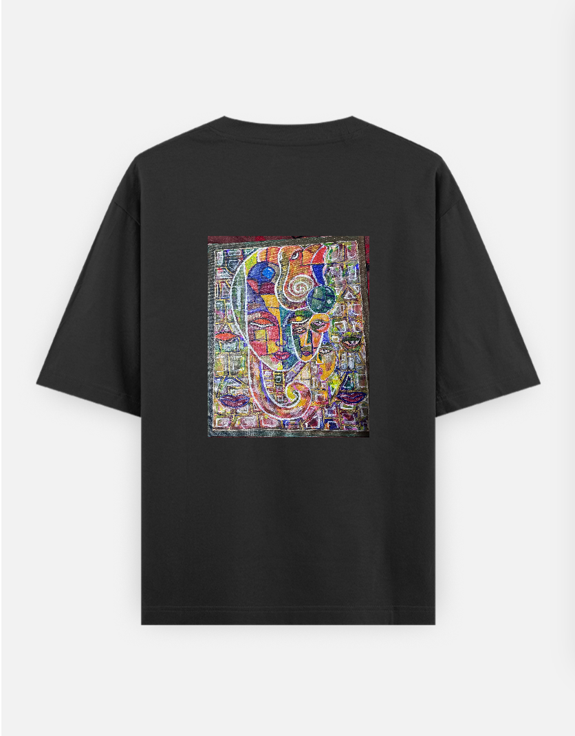 Faces of unity Oversized T-shirt (Back print) by MAHALAKSHMI SRIKANTH