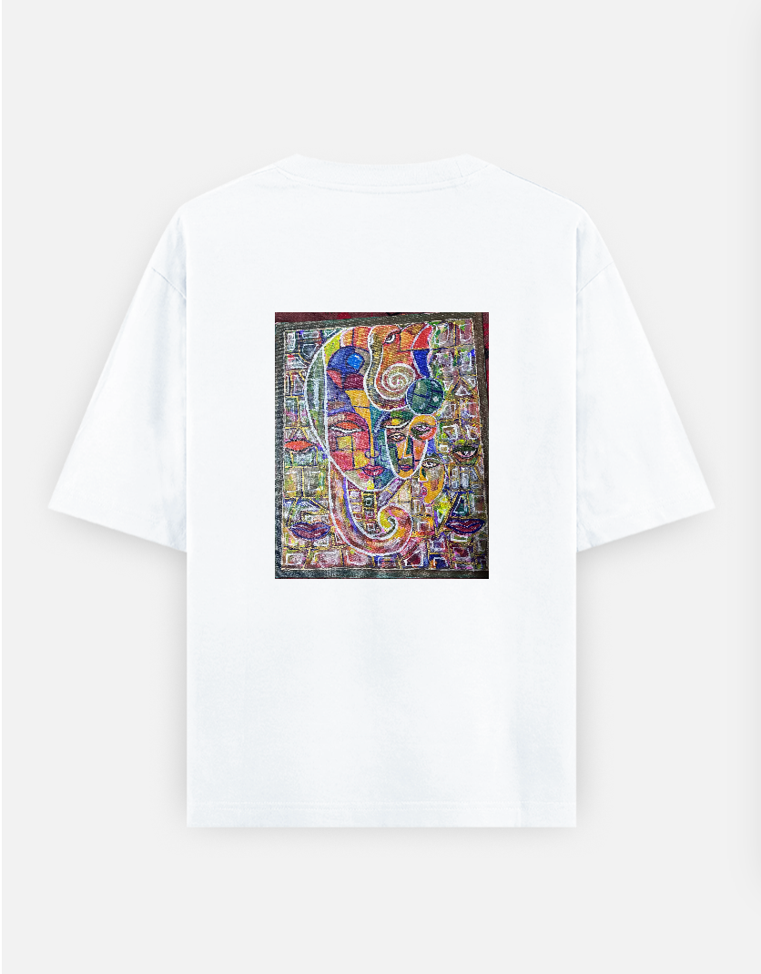 Faces of unity Oversized T-shirt (Back print) by MAHALAKSHMI SRIKANTH