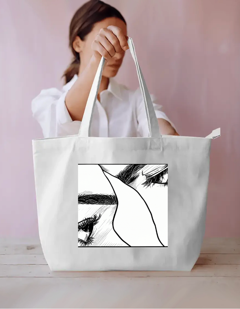 Minimalist Sketch Everyday Large Tote Bag by @manasaxarts