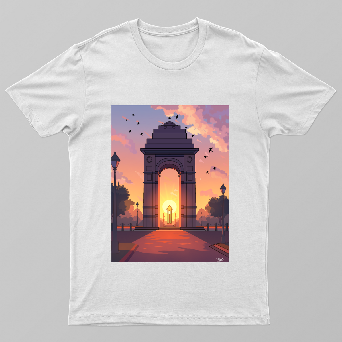 Evening at Indian gate Unisex T-shirt by JM arts
