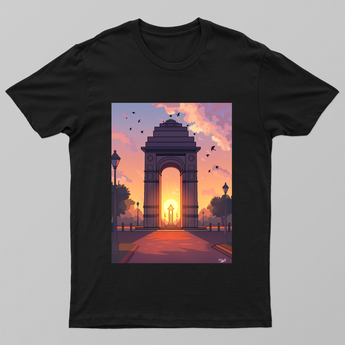 Evening at Indian gate Unisex T-shirt by JM arts