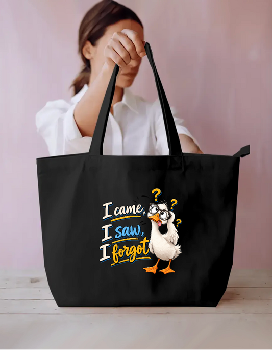 Funny Duck I Came I Saw I Forgot Meme Canvas Tote Bag Everyday Large Tote Bag by SeJaa_Studio