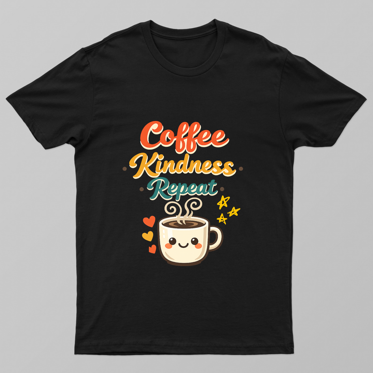 Coffee Kindness Repeat Cute Retro Coffee Lover T-Shirt Unisex T-shirt by SeJaa_Studio