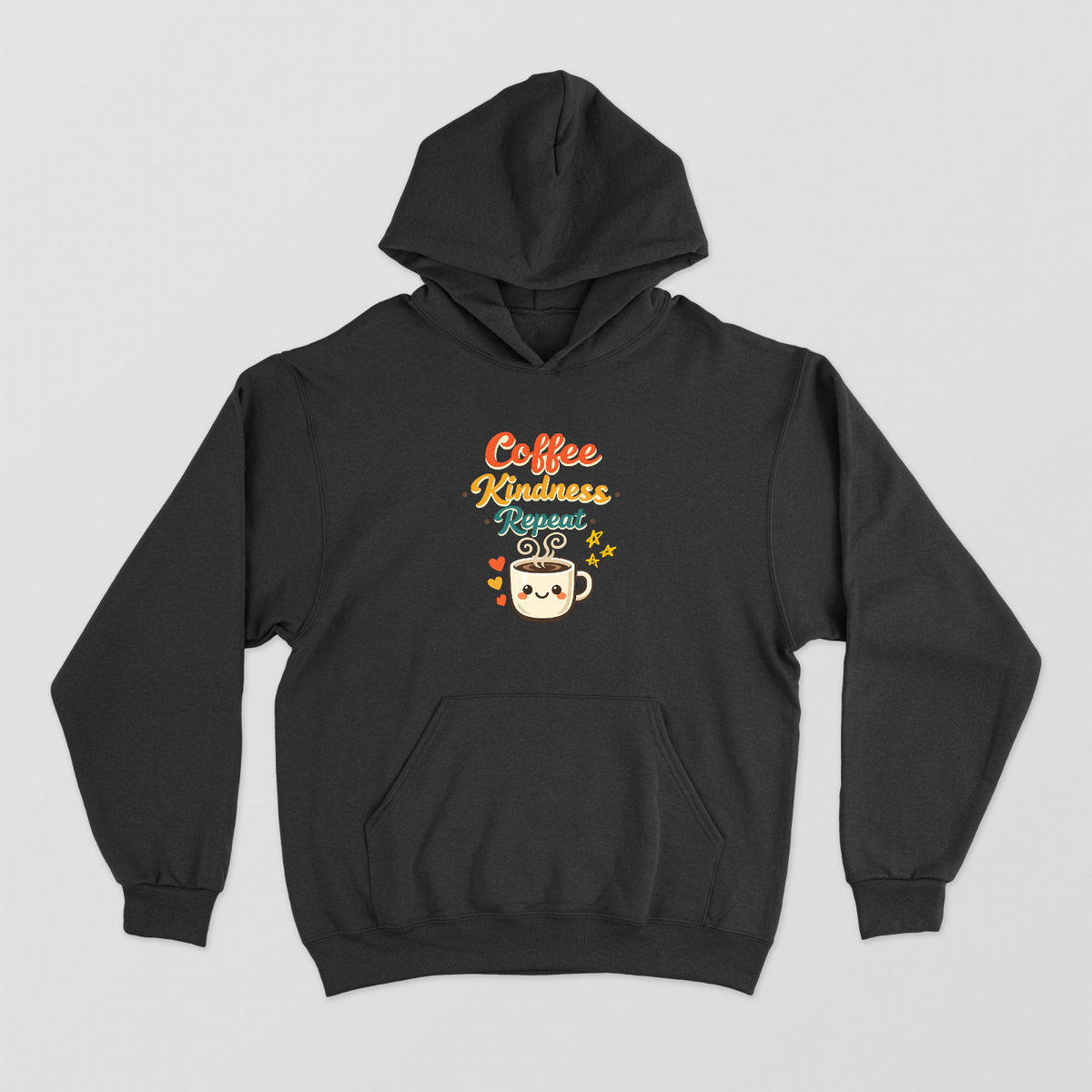Coffee Kindness Repeat Cute Retro Coffee Lover Hoodie Unisex Hoodie by SeJaa_Studio