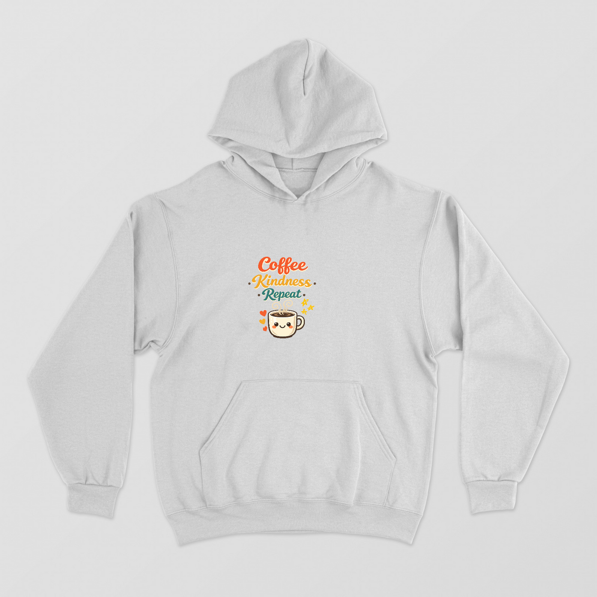 Coffee Kindness Repeat Cute Retro Coffee Lover Hoodie Unisex Hoodie by SeJaa_Studio