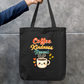 Coffee Kindness Repeat Cute Retro Coffee Lover Canvas Tote Bag Zipper Tote Bag by SeJaa_Studio