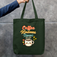 Coffee Kindness Repeat Cute Retro Coffee Lover Canvas Tote Bag Zipper Tote Bag by SeJaa_Studio