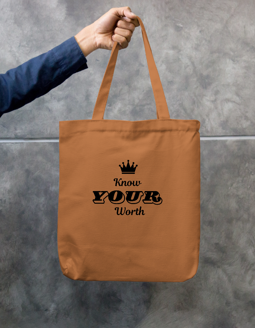 Know Your Worth – Self Love & Confidence Quote Zipper Tote Bag by GV Creations