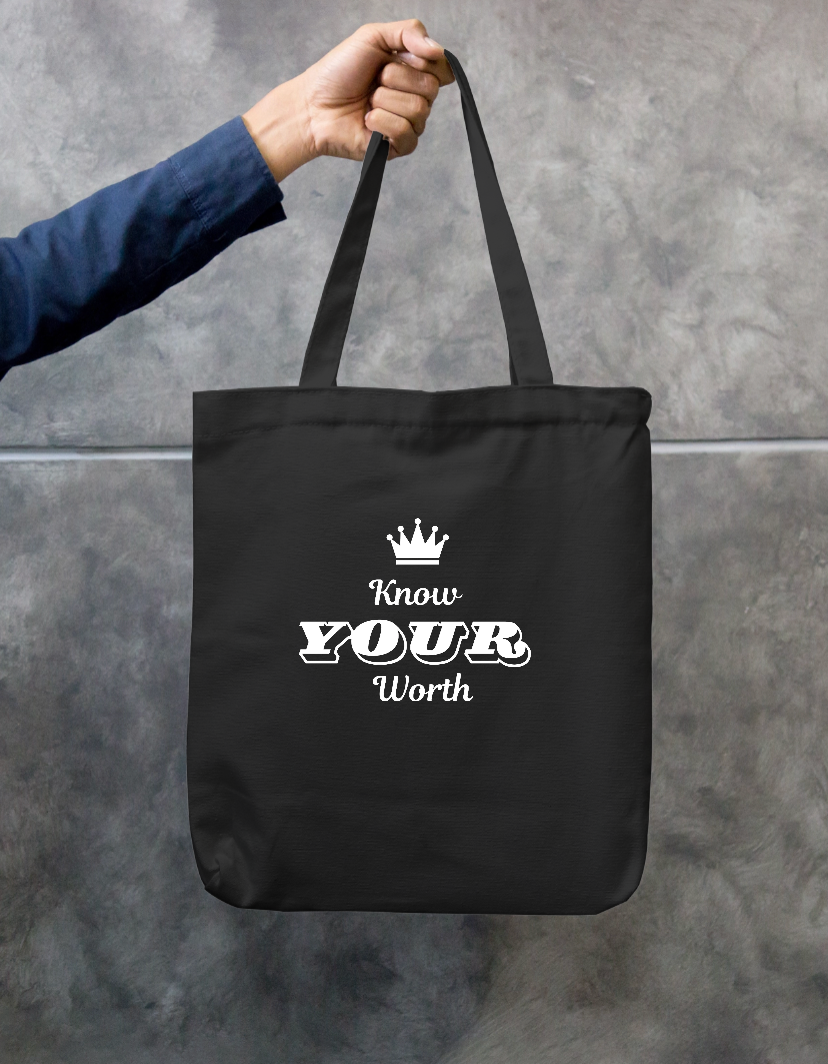 Know Your Worth – Self Love & Confidence Quote Zipper Tote Bag by GV Creations