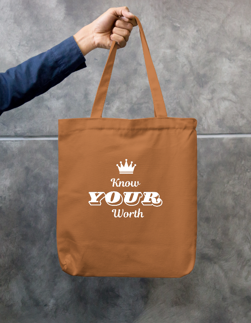 Know Your Worth – Self Love & Confidence Quote Zipper Tote Bag by GV Creations