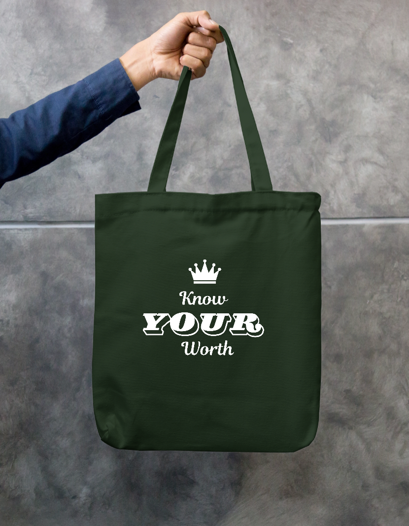 Know Your Worth – Self Love & Confidence Quote Zipper Tote Bag by GV Creations