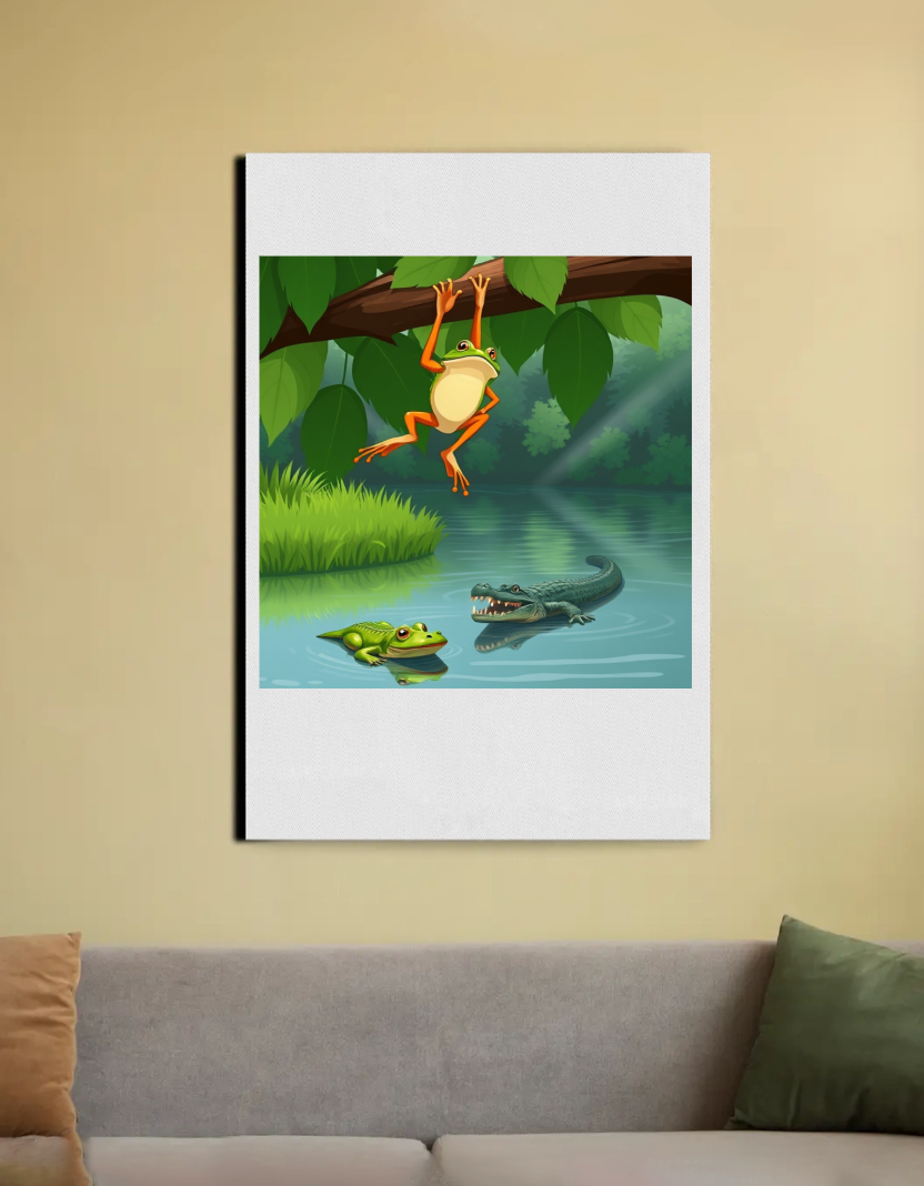The frog and the crocodile 20"x30" Canvas Poster by Kumar Thakur 