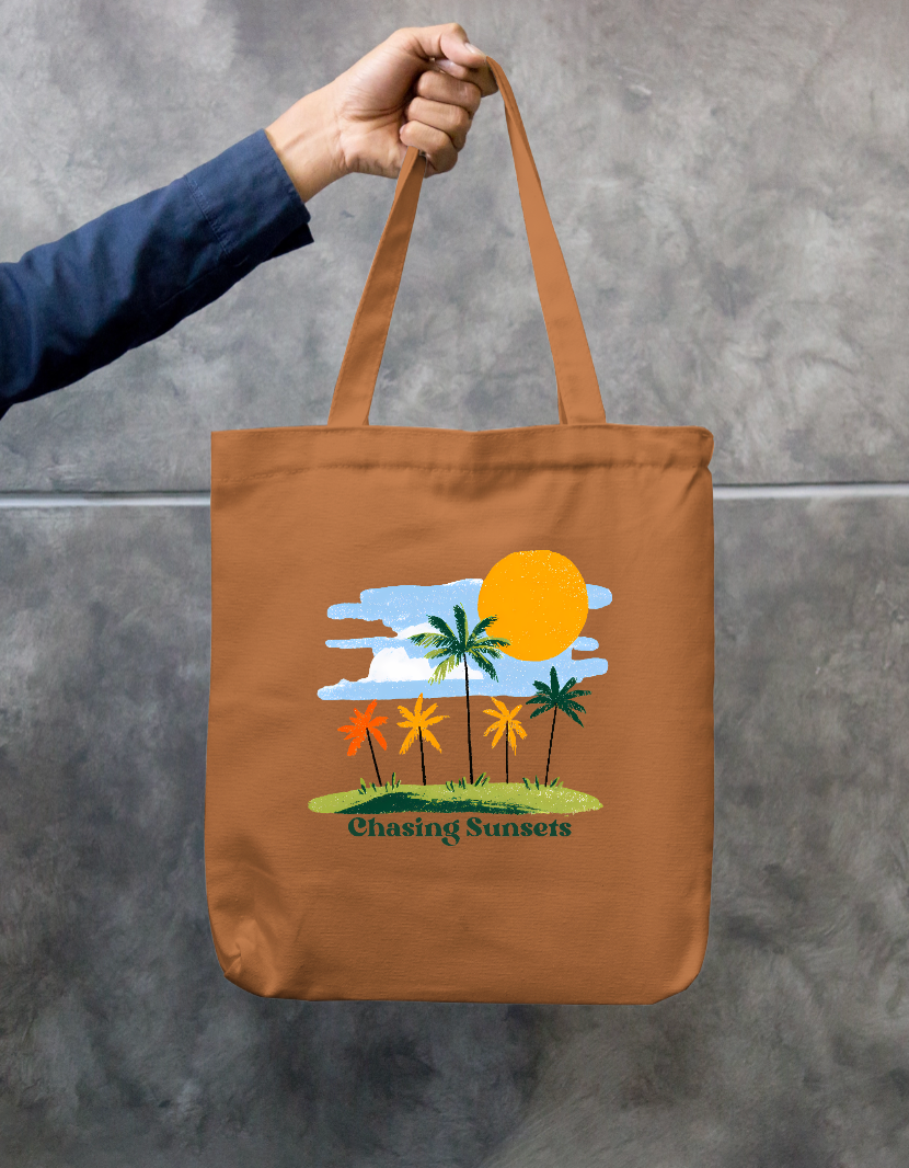 Chasing Sunsets Vintage Palm Tree Tropical Beach Sunset Zipper Tote Bag Zipper Tote Bag by SeJaa_Studio