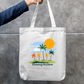 Chasing Sunsets Vintage Palm Tree Tropical Beach Sunset Zipper Tote Bag Zipper Tote Bag by SeJaa_Studio