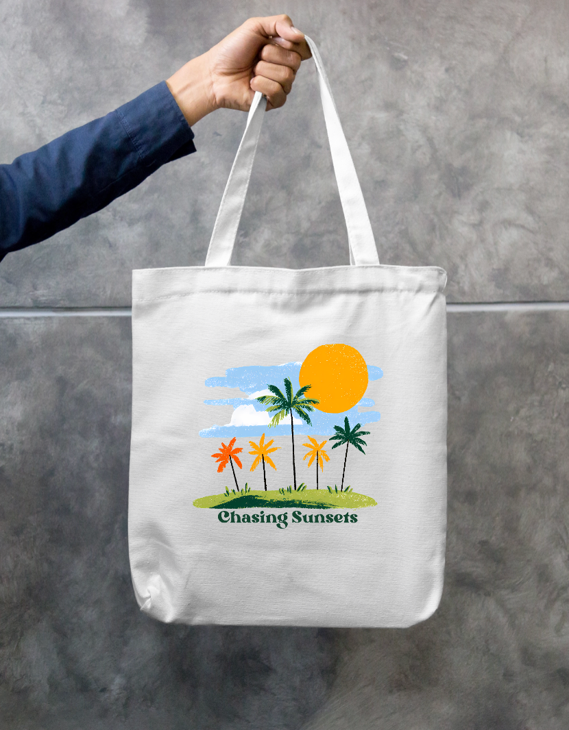 Chasing Sunsets Vintage Palm Tree Tropical Beach Sunset Zipper Tote Bag Zipper Tote Bag by SeJaa_Studio