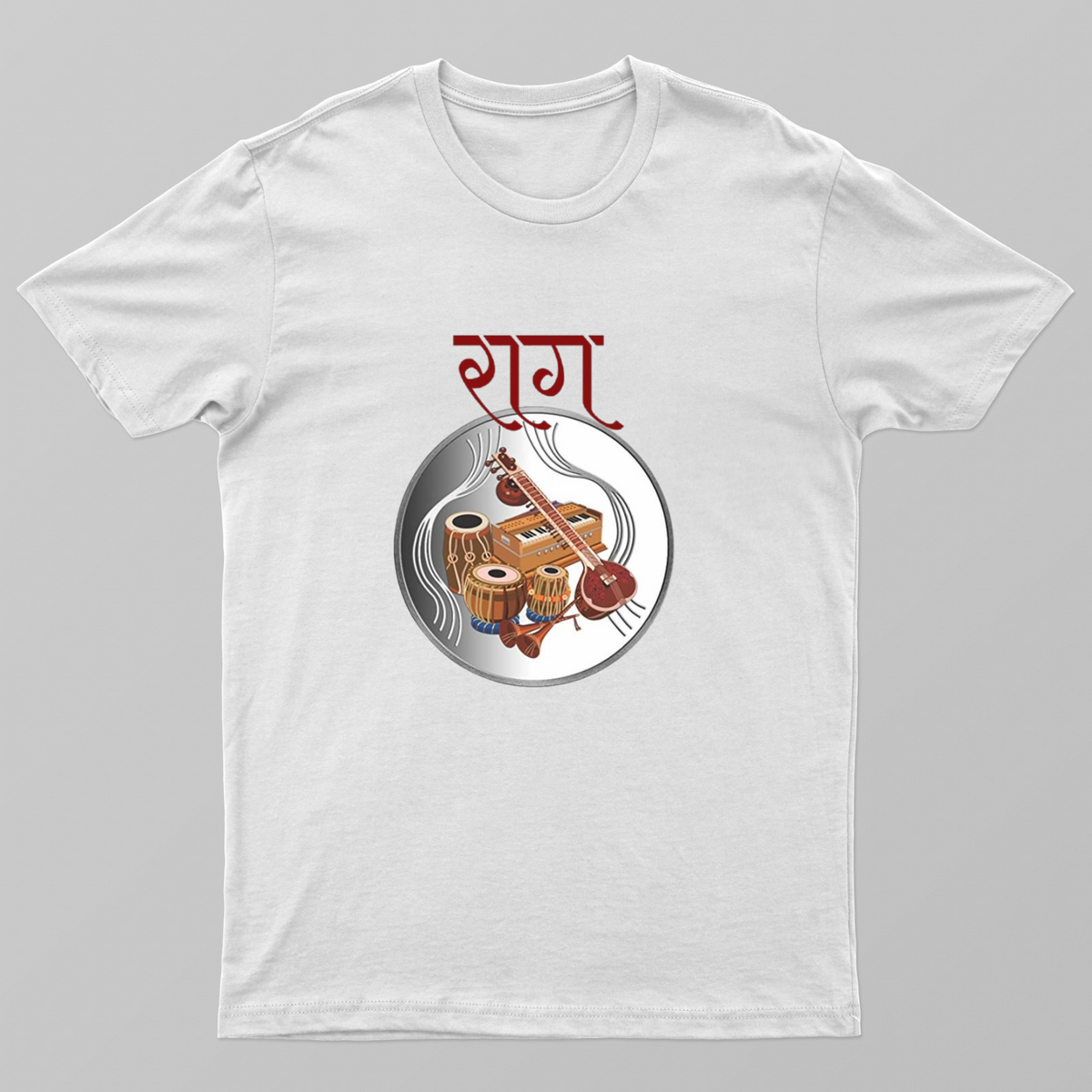 Raag an Indian music instrument's - Men's women's t-shirts hoodie , Short-Sleeved T-Shirt with a Cool Print front and ba Unisex T-shirt by Kumar Thakur 
