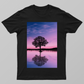 Silhouette Tree at Sunset Graphic Tee – Dreamy Purple Landscape Shirt Unisex T-shirt by JM arts