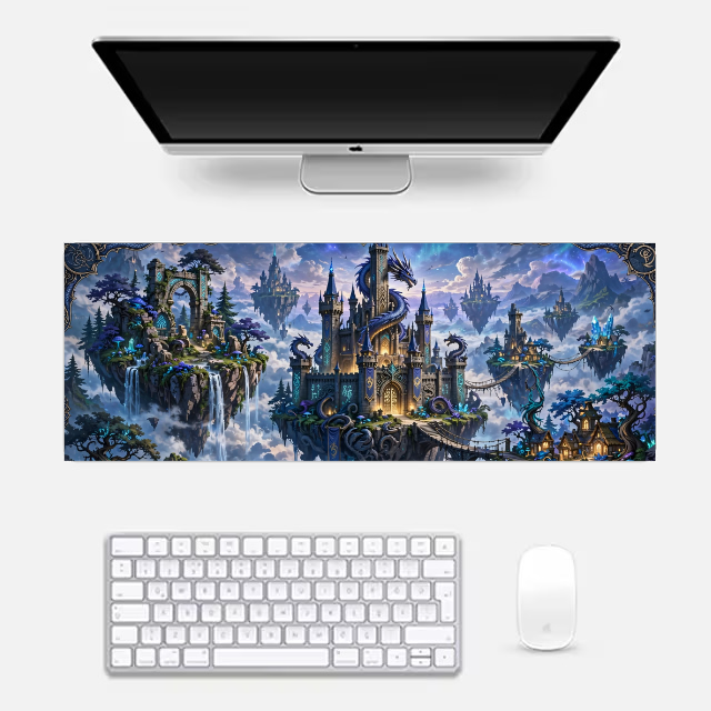 Floating Dragon Castle Gaming Pad Gaming Pad by @rd_digital_store