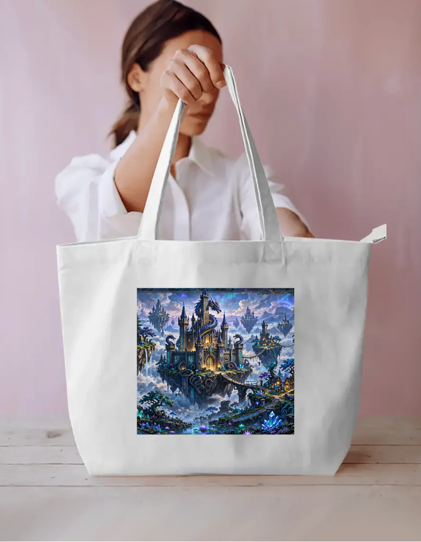 Floating Dragon Castle Tote Bag Everyday Large Tote Bag by @rd_digital_store