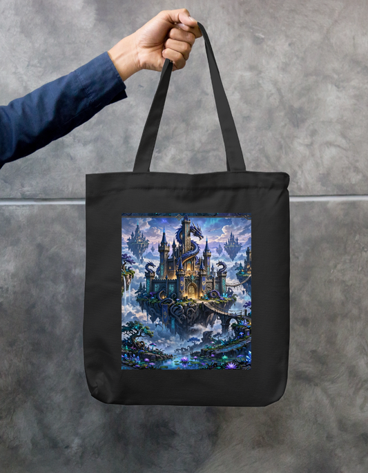 Floating Dragon Castle Tote Bag Zipper Tote Bag by @rd_digital_store