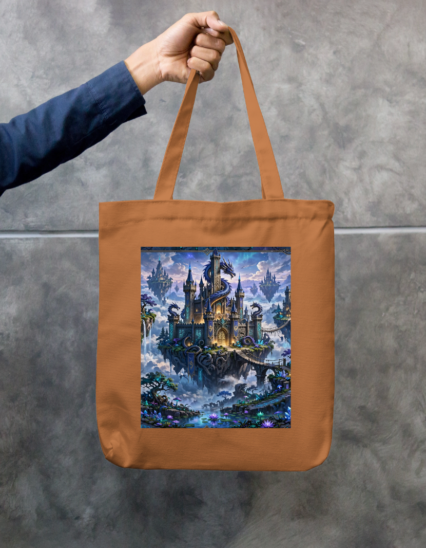 Floating Dragon Castle Tote Bag Zipper Tote Bag by @rd_digital_store