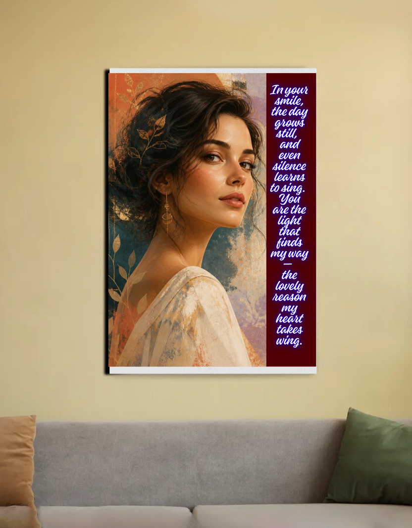 In your smile, the day grows still,   and even silence learns to sing.  "SMILE WOMAN" walldecor poster 20"x30" Canvas Poster by @ktart31
