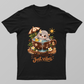 No Rush Just Vibes – Cute Gray Monster in Chocolate Teacup Unisex T-shirt by Julius Jasmine 