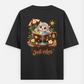 No Rush Just Vibes – Cute Gray Monster in Chocolate Teacup Oversized T-shirt (Back print) by @insightinspring