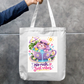 No Rush Just Vibes Cute Monster Teacup Zipper Tote Bag by @insightinspring
