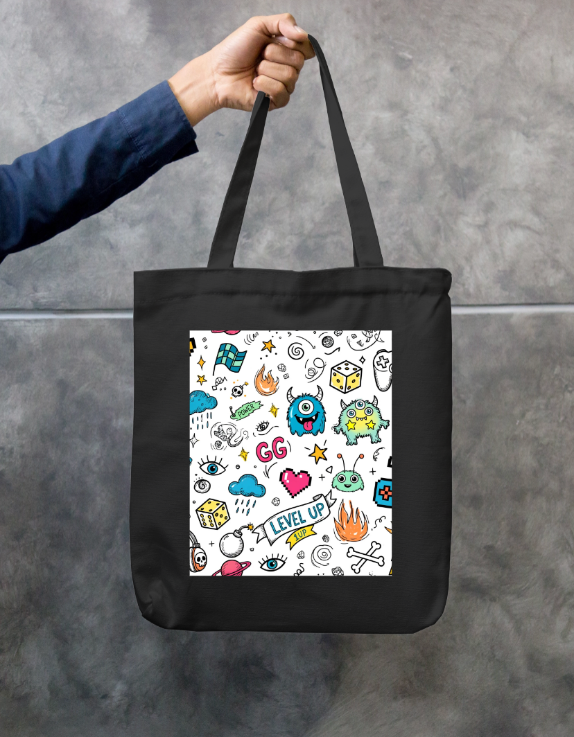 Doodle Tote Bag Zipper Tote Bag by @rd_digital_store