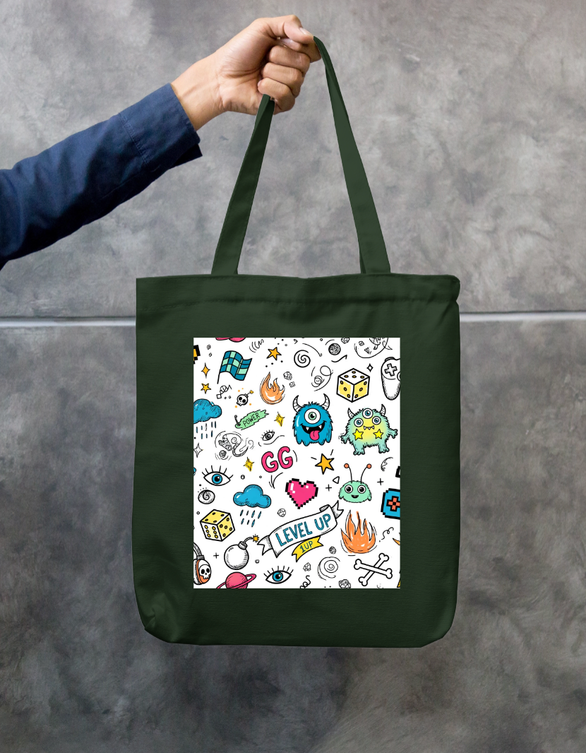 Doodle Tote Bag Zipper Tote Bag by @rd_digital_store