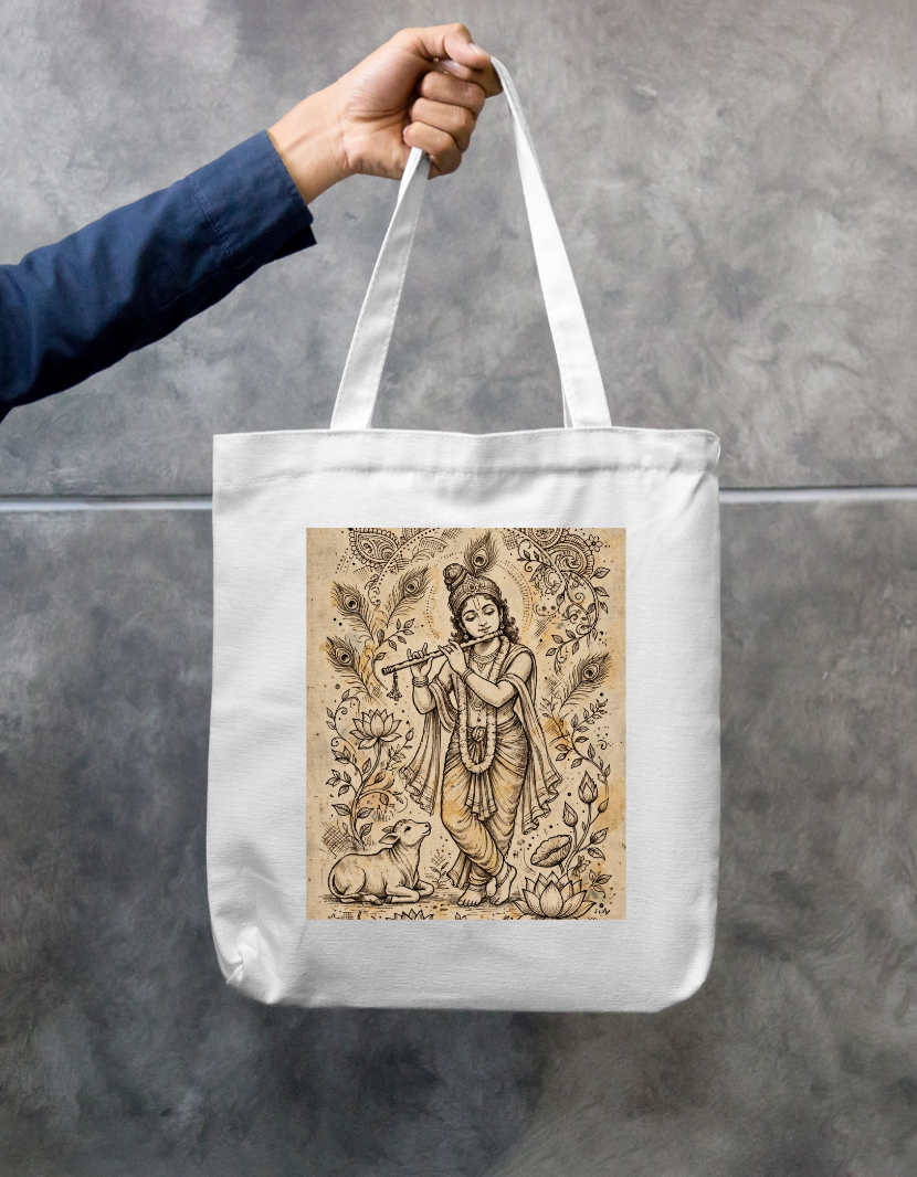 Krishna with flute Tote Bag Zipper Tote Bag by @rd_digital_store