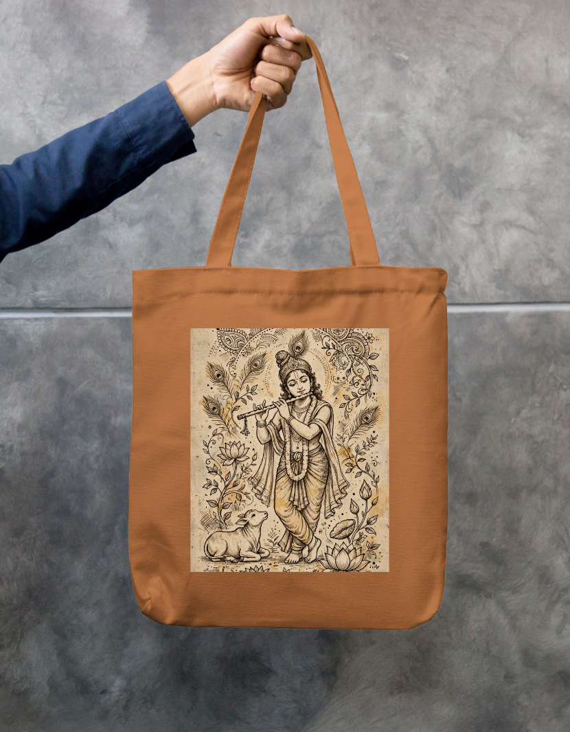 Krishna with flute Tote Bag Zipper Tote Bag by @rd_digital_store