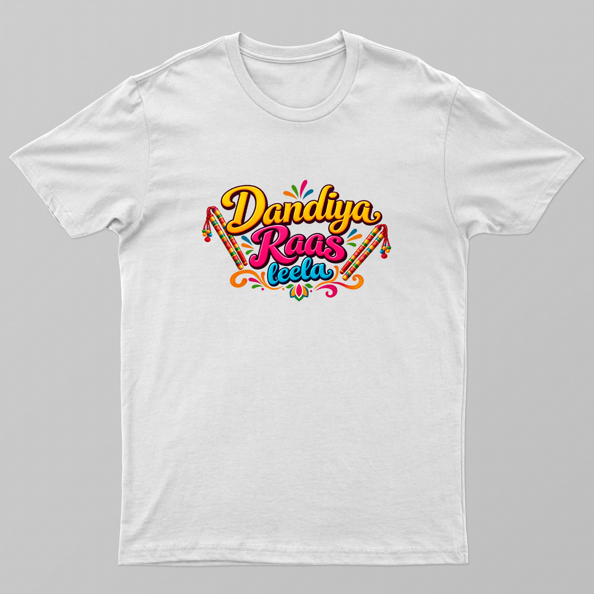 Dandiya Raas for Navratri Durga Puja Dandiya Graphic Printed Cotton Boys & Girls Half Sleeves Tshirt Traditional T-Shirt Unisex T-shirt by @ktart31