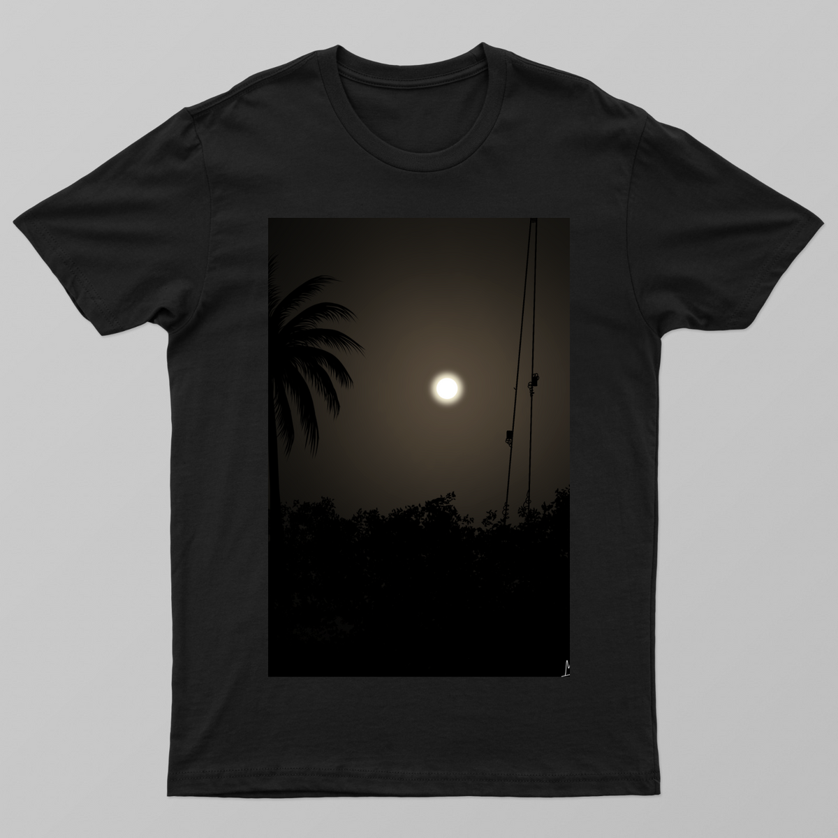 Vintage Tropical Moonlit Night Graphic Tee Unisex T-shirt by JM arts