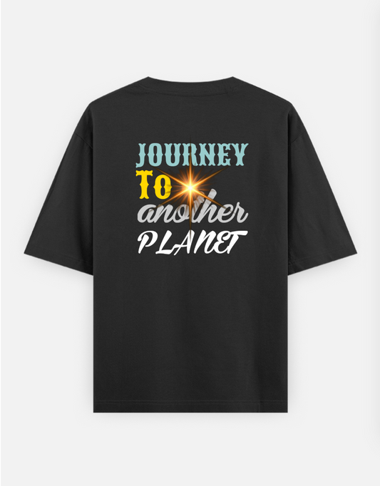 Journey to another planet Graphic Printed oversized black t-shirt Cotton fabric for youngsters & women's . Stylish Tshir Oversized T-shirt (Back print) by @ktart31