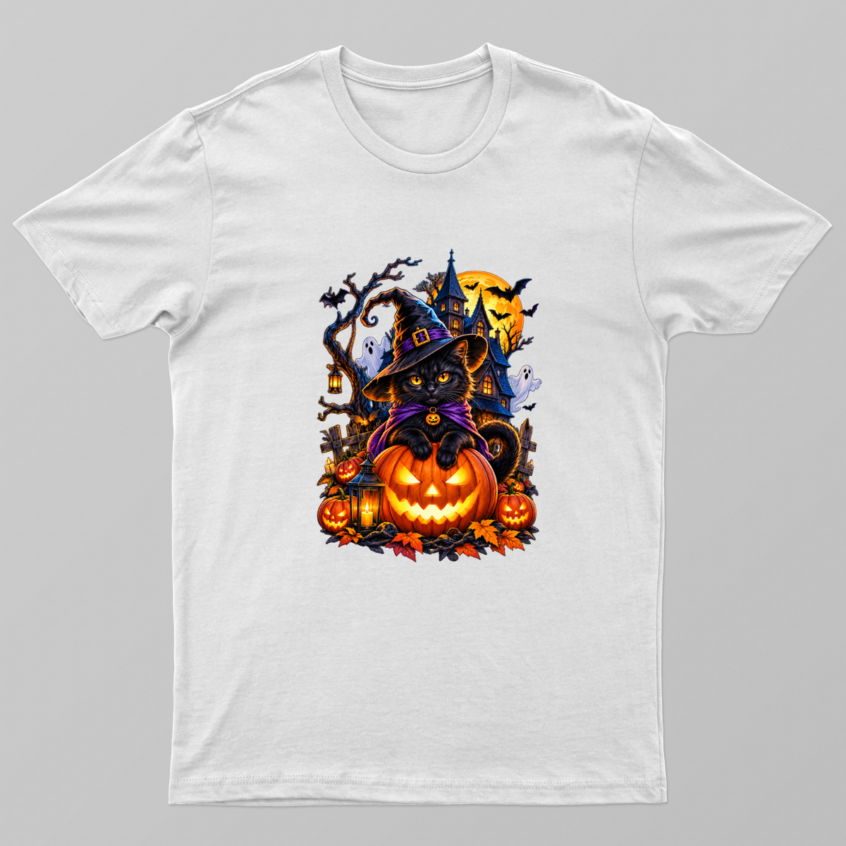 Midnight Cat Manor – Spooky Halloween House Unisex T-shirt by @3designsanddataservices