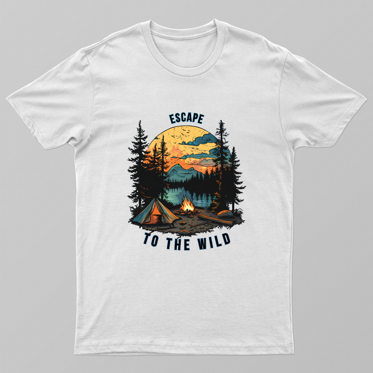 Escape to the Wild Adventure Camping and Nature Sunset T-Shirt Unisex T-shirt by SeJaa_Studio