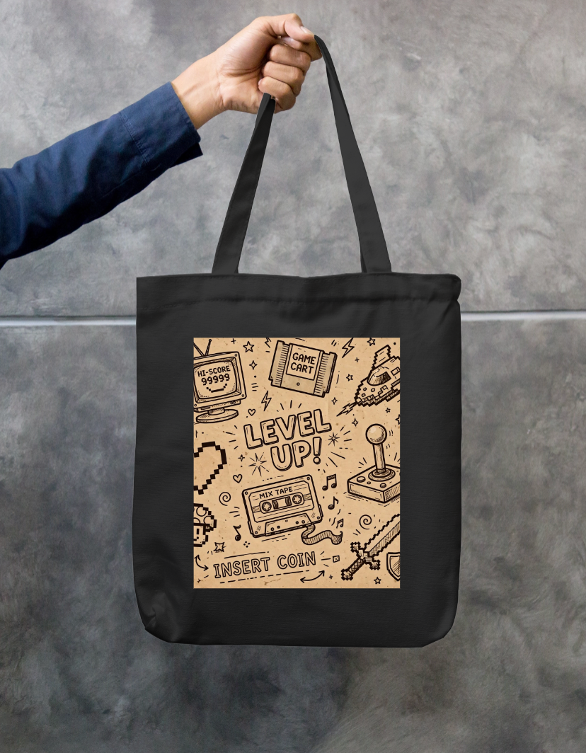Level Up Tote Bag Zipper Tote Bag by @rd_digital_store