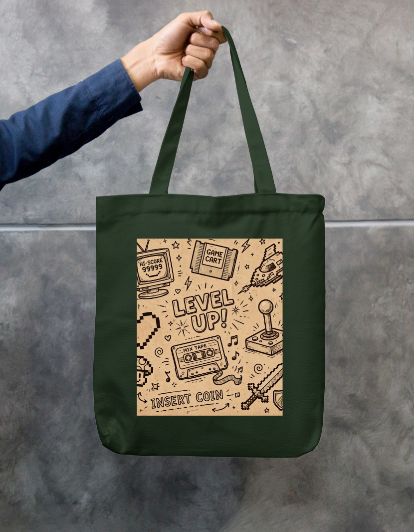 Level Up Tote Bag Zipper Tote Bag by @rd_digital_store