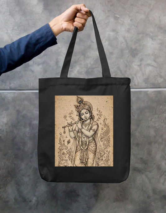 Krishna with flute Tote Bag Zipper Tote Bag by @rd_digital_store