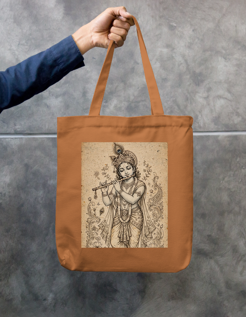 Krishna with flute Tote Bag Zipper Tote Bag by @rd_digital_store