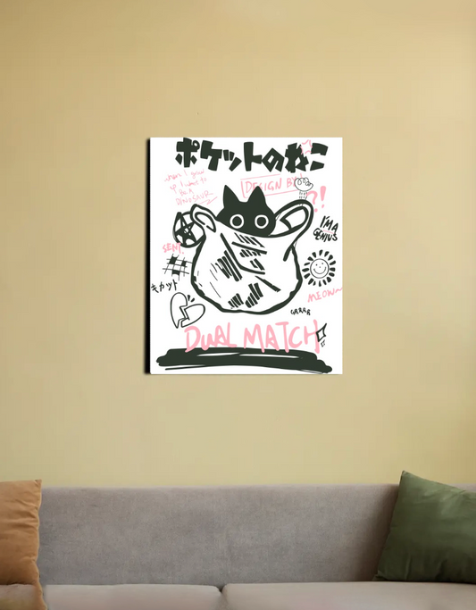 Japanese cat poster 16"x20" Canvas Poster by @black_out_43