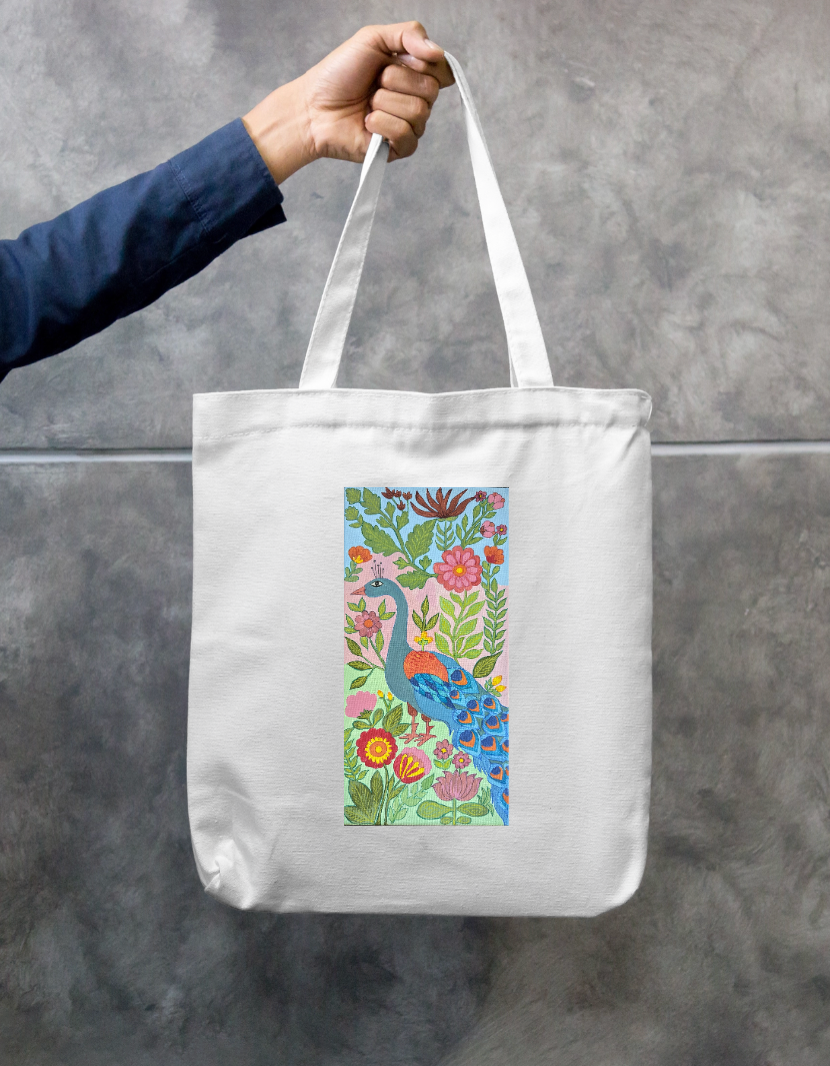 The Artsy Elephant - Peacock in my yard Zipper Tote Bag by @theartsyelephant
