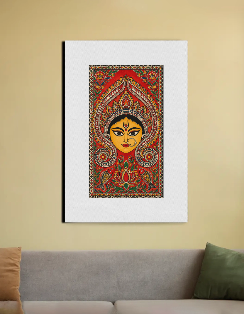 Maa Durga Mithila Art 20"x30" Canvas Poster by @6artslice