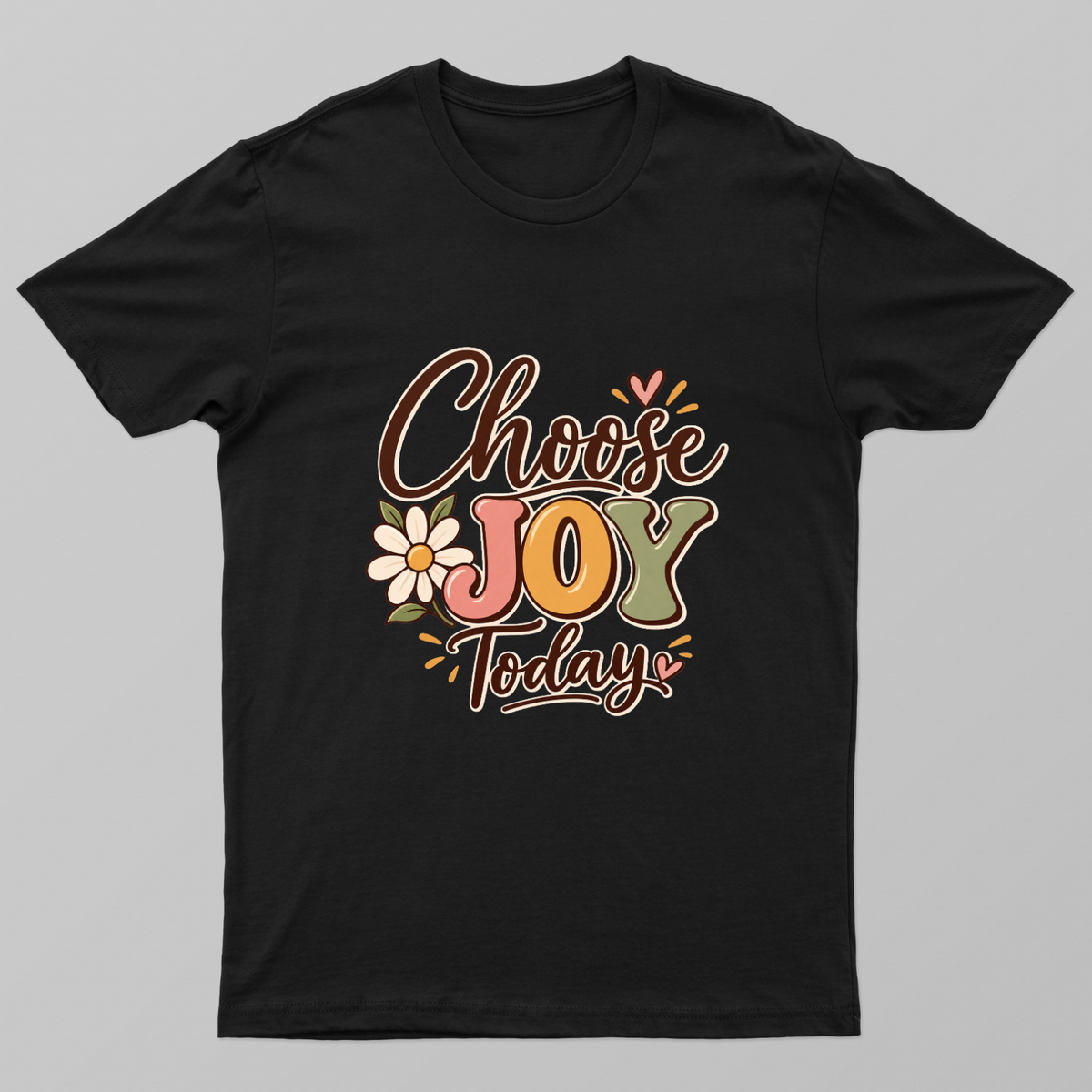 Retro Choose Joy Today Groovy Typography Daisy Flower T-Shirt Unisex T-shirt by SeJaa_Studio