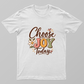 Retro Choose Joy Today Groovy Typography Daisy Flower T-Shirt Unisex T-shirt by SeJaa_Studio