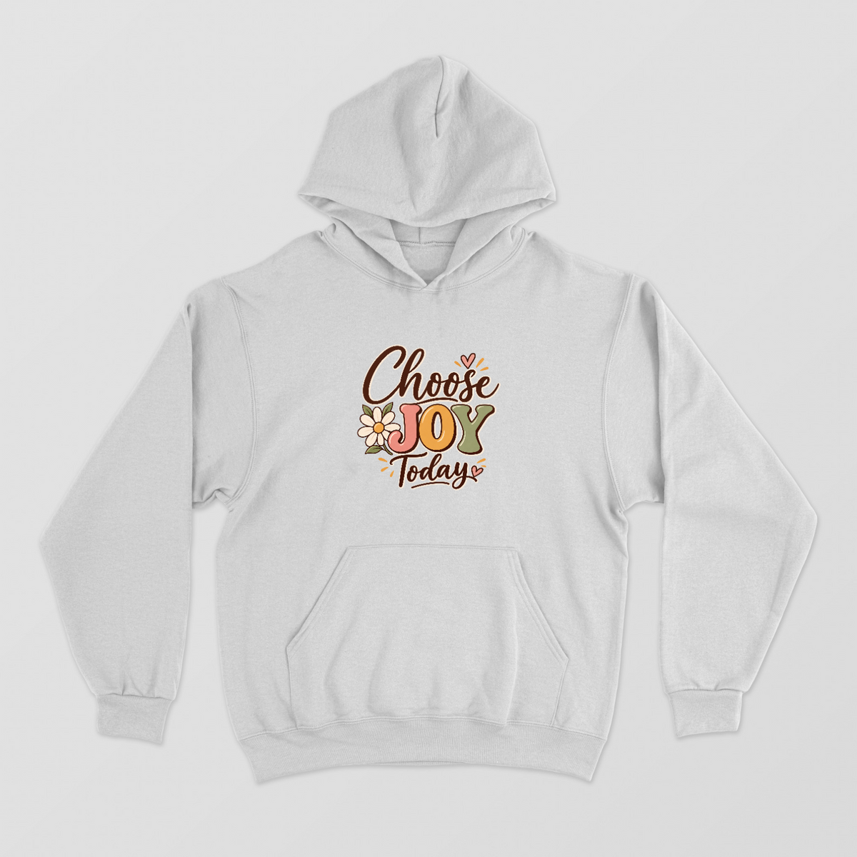 Retro Choose Joy Today Groovy Typography Daisy Flower Hoodie Unisex Hoodie by SeJaa_Studio