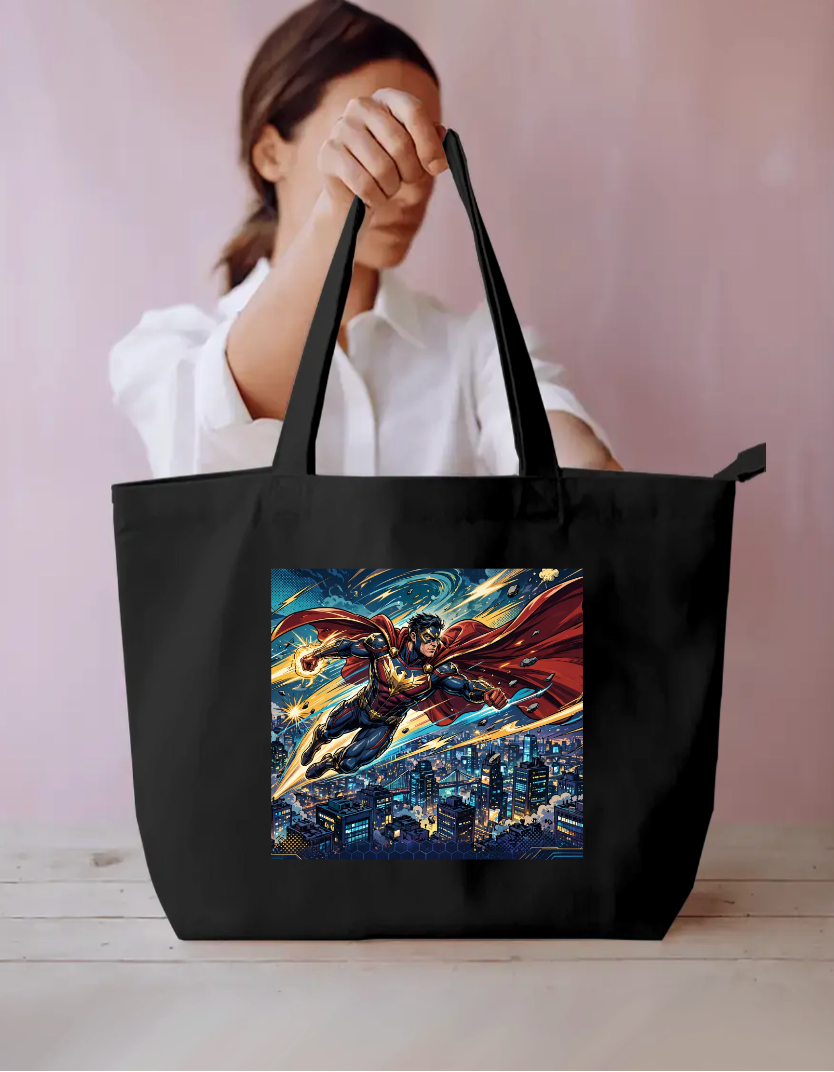 Caped Hero Tote Bag Everyday Large Tote Bag by @rd_digital_store
