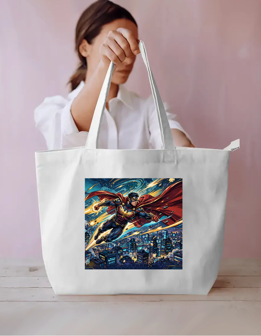 Caped Hero Tote Bag Everyday Large Tote Bag by @rd_digital_store